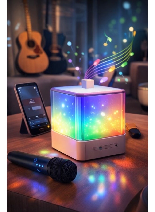 Music Hi Wireless Lightshow Speaker with Microphone, RGB LED Color Changing Lights, Portable Bluetooth Speaker, 180 Minutes Playtime, Rechargeable Party Speaker – Pink - Image 1